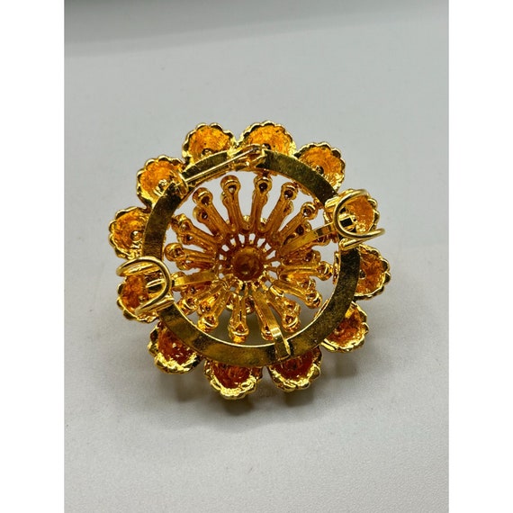 Statement Brooch Gold Tone Clear Rhinestones High… - image 6