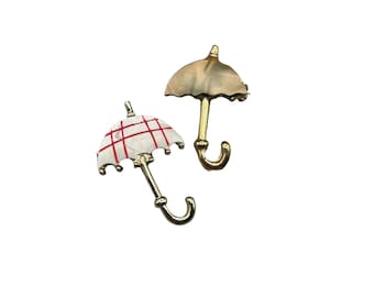 Umbrella Scatter Pins Vintage Pair of Small Mother of Pearl Opened Umbrellas