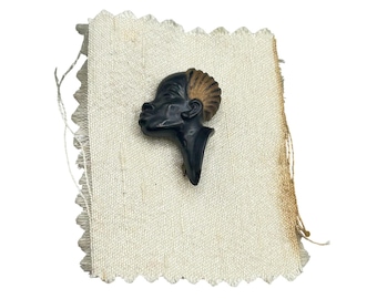 Vintage Blackamoor African Lady Plastic Pin Brooch Older Small Lapel Pin
