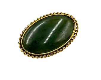 MFA Museum of Fine Arts Sterling Brooch Green Stone Oval Shaped Classic Jewelry