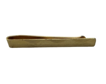 Forstner Quality Tie Bar Clip Gold Tone Vintage Etched Funky Cool Wave Design