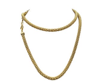 MILOR ITALY Popcorn Chain Necklace Sterling Silver 925 With Gold Vermeil 30" Long Necklace