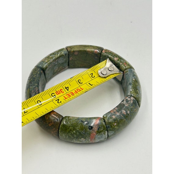 Vintage Green Semiprecious Stone Bracelet Elastic Stretch One Size