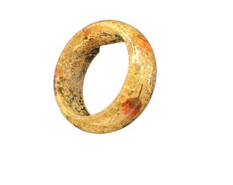 Resin Bangle Bracelet Preserved Dried Flowers Clear Resin with Orange Petals