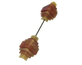 Early Vintage Art Deco Jabot Pin Celluloid Plastic Stick Pin Geometric Design