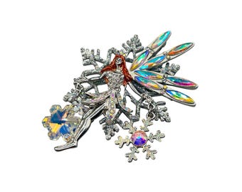 KIRKS FOLLY Fairy Pin Brooch And Enhancer Pendant Silver Tone And Crystals