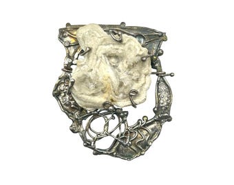 Vtg Artist Signed Brooch Brutalist Sterling Silver Cathleen McLain of Hartford