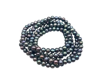 Long Peacock Pearls Necklace Beaded Single Strand Freshwater Cultivated Pearls