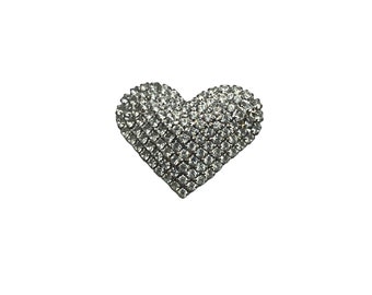 Rhinestone Heart Tiny Brooch Clear All Prong Set Rhinestones Pin Costume Jewelry