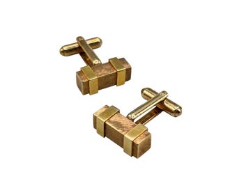 Hayward Vintage Gold-Tone Cufflinks Rectangular Block Design Made In USA