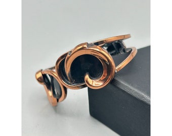 Parure Bracelet Et Collier Articulés Moderniste - Vintage Années 70, Cuivre/laiton/argenté, Très Bon état