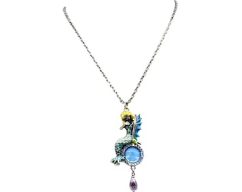 KIRKS FOLLY Dreamy Mermaid Necklace Seaview Moonface Pendant Necklace