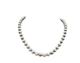 TRIFARI Brushed Silver Necklace Beaded Textured Silver beads Strung On Chain