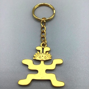 Inca Museum Replica Keychain Key Ring Key Holder Matte Gold Tone Peruvian Style