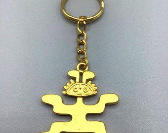 Inca Museum Replica Keychain Key Ring Key Holder Matte Gold Tone Peruvian Style
