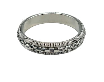 GRAZIANO Bangle Bracelet Mesh Chain Design Silver Tone Metal