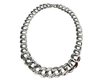 VTG Silver Tone Choker Necklace Timeless Classic Design Graduated Double Links