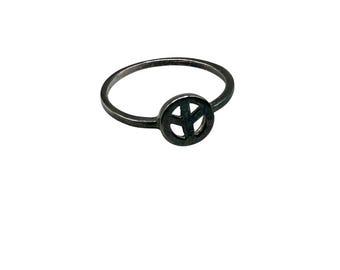 Peace Sign Ring Size 8 Sterling Silver 925 Thin Simple Ring