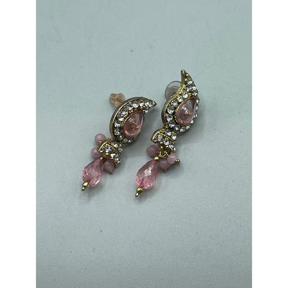 Vintage Pink Dangles Earrings Ethnic Style Pierce… - image 4