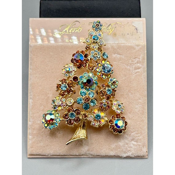 Kirks Folly Christmas Tree Brooch New On Card AB … - image 3
