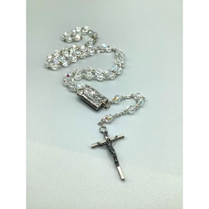 AB Aurora Borealis Rosary Necklace Relics Vintage Older Catholic Prayer Necklace