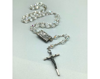 AB Aurora Borealis Rosary Necklace Relics Vintage Older Catholic Prayer Necklace