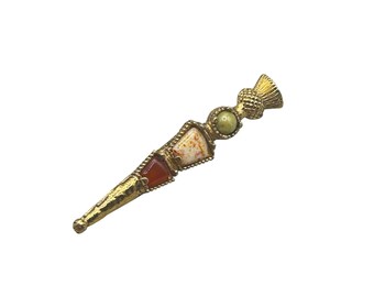 JACOBITE DIRK Pin Brooch Dagger Mid-Century Costume Scottish Kilt Pin With Faux Gemstones
