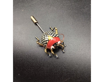 Cynthia Chuang Ceramic Bug Insect Pin Fabulous Handpainted Crafted Figural Pin