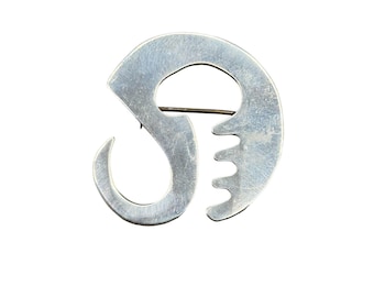 Vintage Taxco Mexico Pin Brooch Abstract Sterling Silver 925 Scribble Design