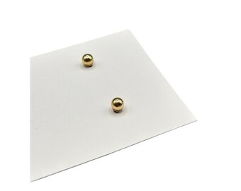 14K Yellow Gold Ball Stud Earrings 4mm Polished