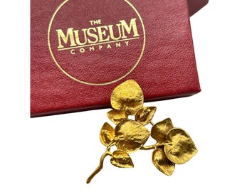 The MUSEUM COMPANY Pin Brooch TMC Signed Foliage Pin Gold Tone Vintage Museum Jewelry