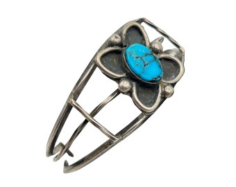 Sterling Silver Turquoise Cuff Bracelet Native American Handcrafted Ethnic Boho