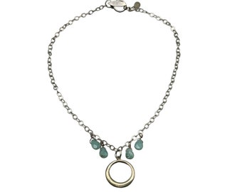 Jenni B Artisan Sterling Silver Necklace with Blue Stones Drops Signed Jewelry