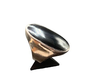 Black Onyx Ring Sterling Silver 925 Handcrafted Stone Inlay Elongated Oval Sz 8