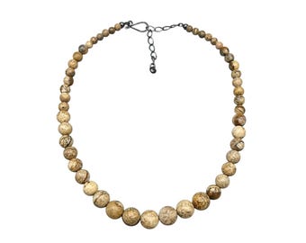 JAY KING Picture Jasper Necklace Beaded Graduated Single Strand DTR 925