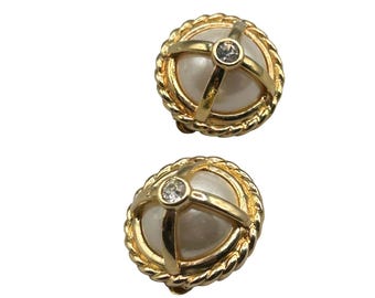 Vintage Swarovski SAL Clip-On Earrings Faux Pearls And Crystals