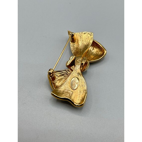 Vintage CAROLEE Bow Pin Brooch Gold Tone with Bla… - image 4