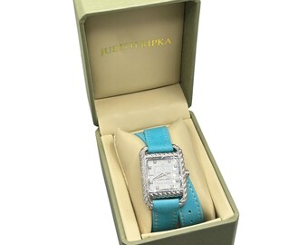 JUDITH RIPKA Watch Woman Wristwatch New In Box Double Wrap Turquoise Leather Band