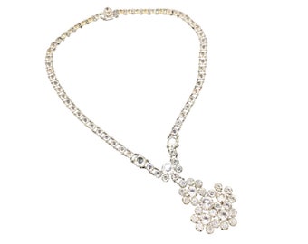 Antique Art Deco Crystal Necklace Open Back Bezel Set Prong Set Gold Filled