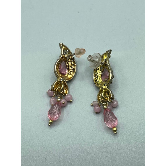 Vintage Pink Dangles Earrings Ethnic Style Pierce… - image 9