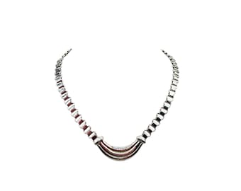 Vintage MONET Necklace Silver Tone Choker Bookchain Links