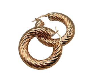 Twisted Hoops Earrings Rose Gold Over Sterling 925  JCM Italy  Large Earrings