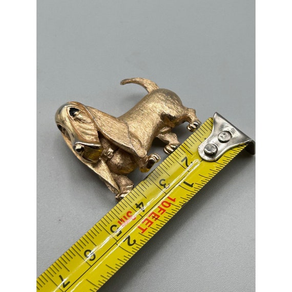 Signed BOUCHER Basset Hound Dog Pin Brooch Gold T… - image 8