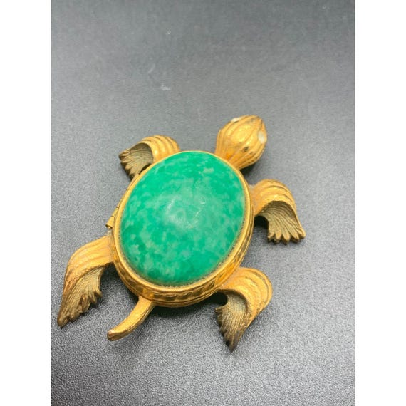Avon Solid Perfume Compact: Green Turtle Design - image 2