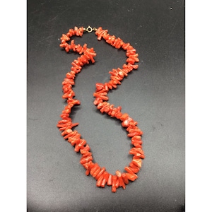 Vintage Branch Coral Necklace Red Coral Beads Chips Nuggets Retro Single Strand