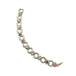 Gerochristo Bracelet Sterling Silver 925 18K Gold 750 Link Bracelet with Stones