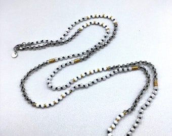 Semi Precious Gemstones Necklace JK CN Signed Faceted Hand Knotted Beaded Strand