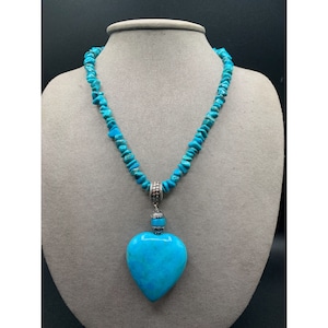 Turquoise heart Necklace Jay Kind DTR Designer Signed Genuine Turquoise Sliding Pendant