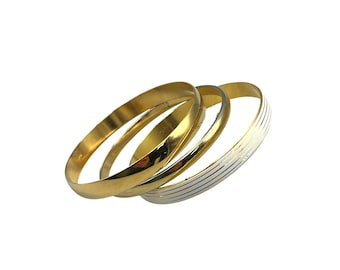 Vintage Bangles Bracelets Gold Tone White Enamel MONET NAPIER  JAPAN All Signed