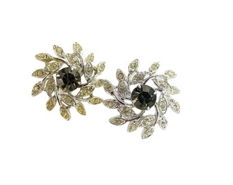 Sarah Coventry Snowflake Clips Earrings Circa 1963 Designer Signed Rhinestones